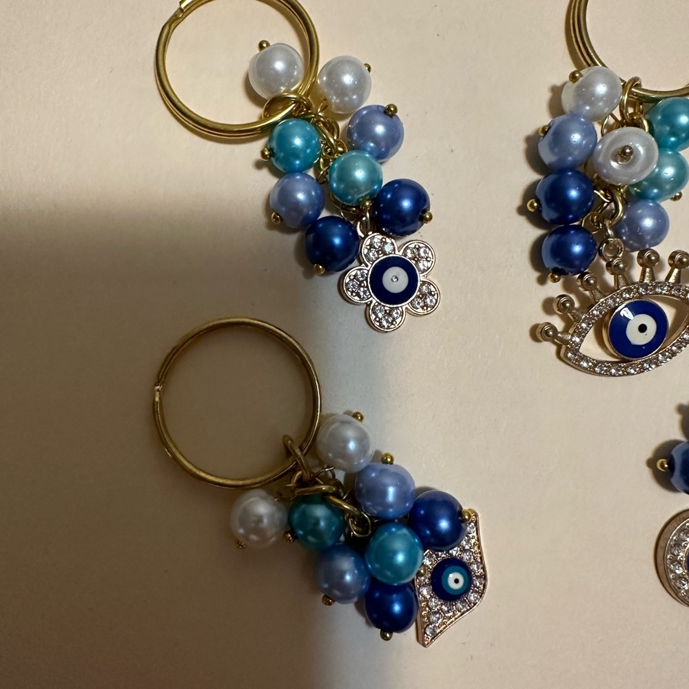 Evil Eye Keychains with Blue Beads - Picture 2 of 3